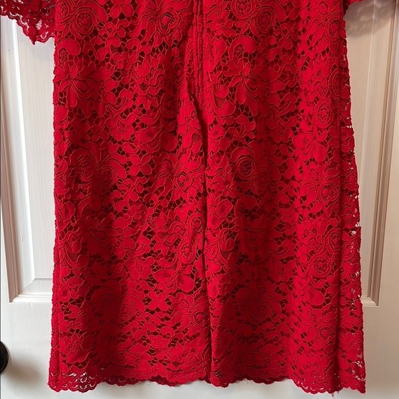 Lauren Ralph Lauren All Over Floral Lace Cherry Red Mini Dress - Size 6 - Picture 11 of 13
